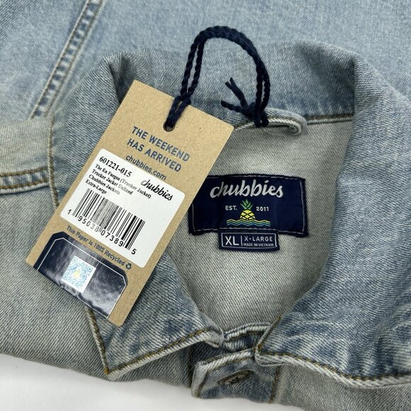 Chubbies Men's Blue Snap Up Workwear Casual Denim Trucker Jacket XL/C45 - Picture 6 of 12